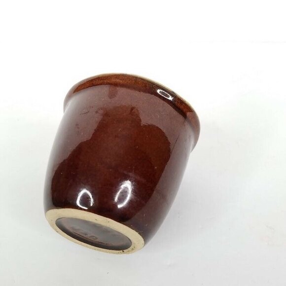 Vintage Brown White Stoneware Pottery Custard Cup 9091 USA Dessert Berry Dish - Picture 3 of 5